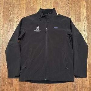 Patagonia Adze Softshell Black Corporate Logo Nature Canada Jacket Mens Large